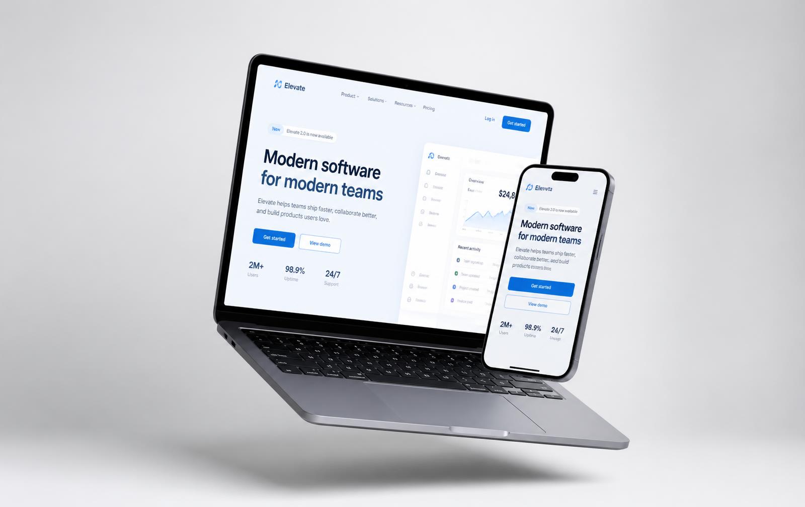 Laptop and phone showing a responsive website built by johncolindesigns